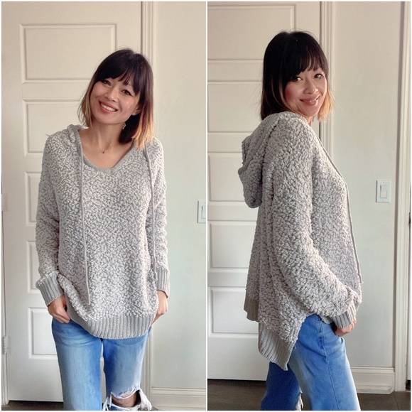 Sweaters - #21 Cozy Popcorn Knit Hoodie Sweater Top